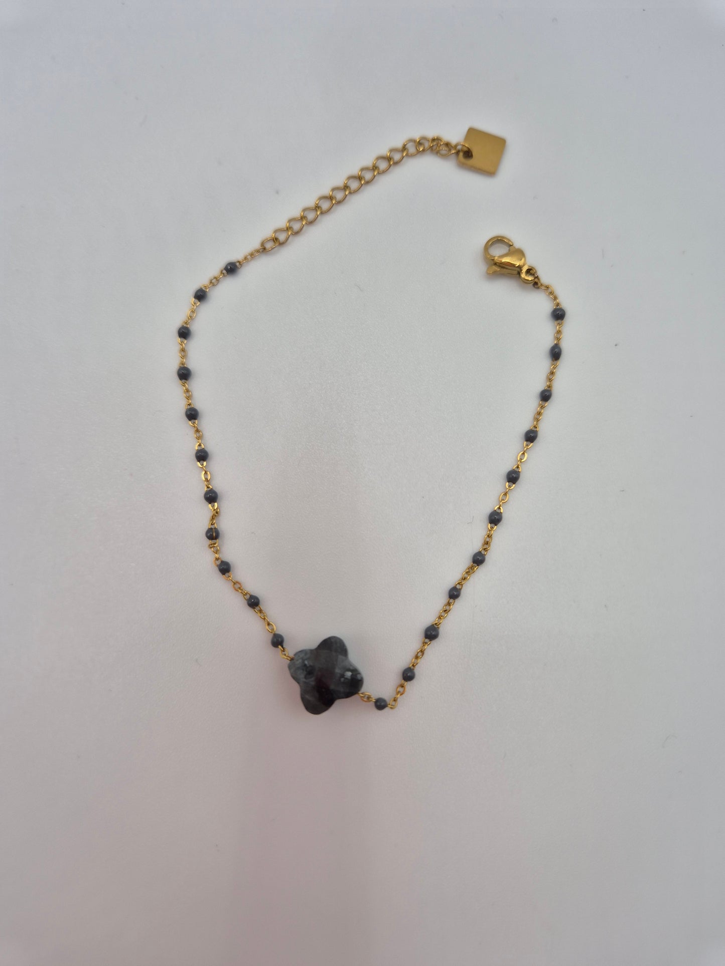 Bracelet Porte Moi Chance en Pierre Labradorite Noir