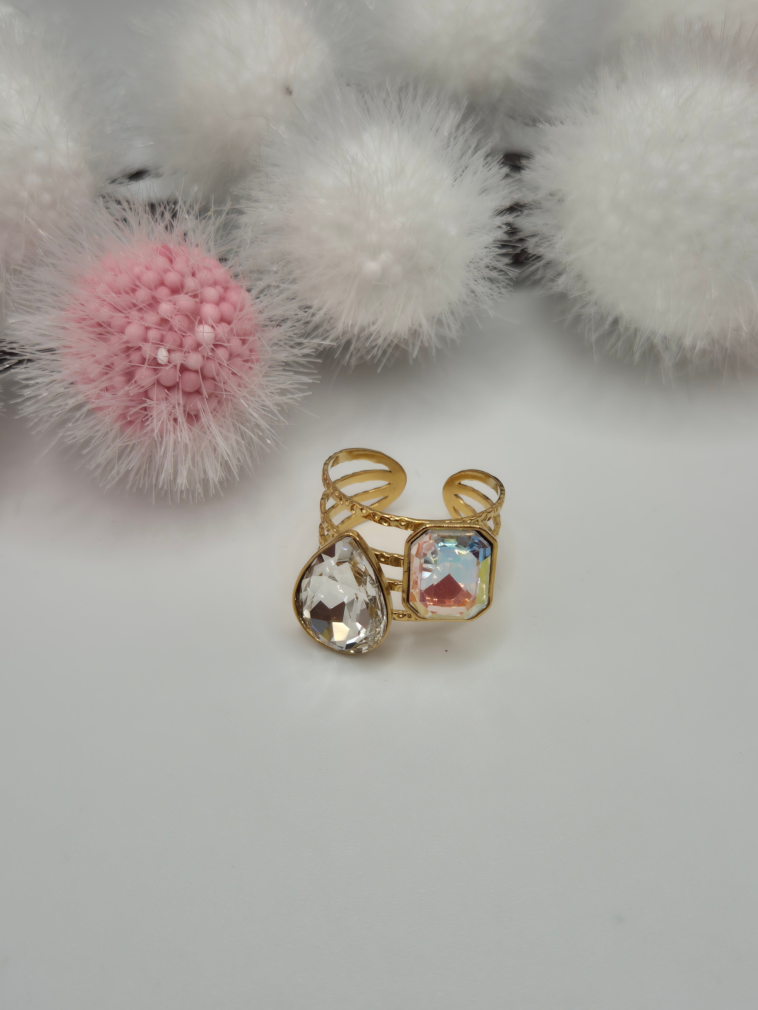 Bague Étincelle strass blanc