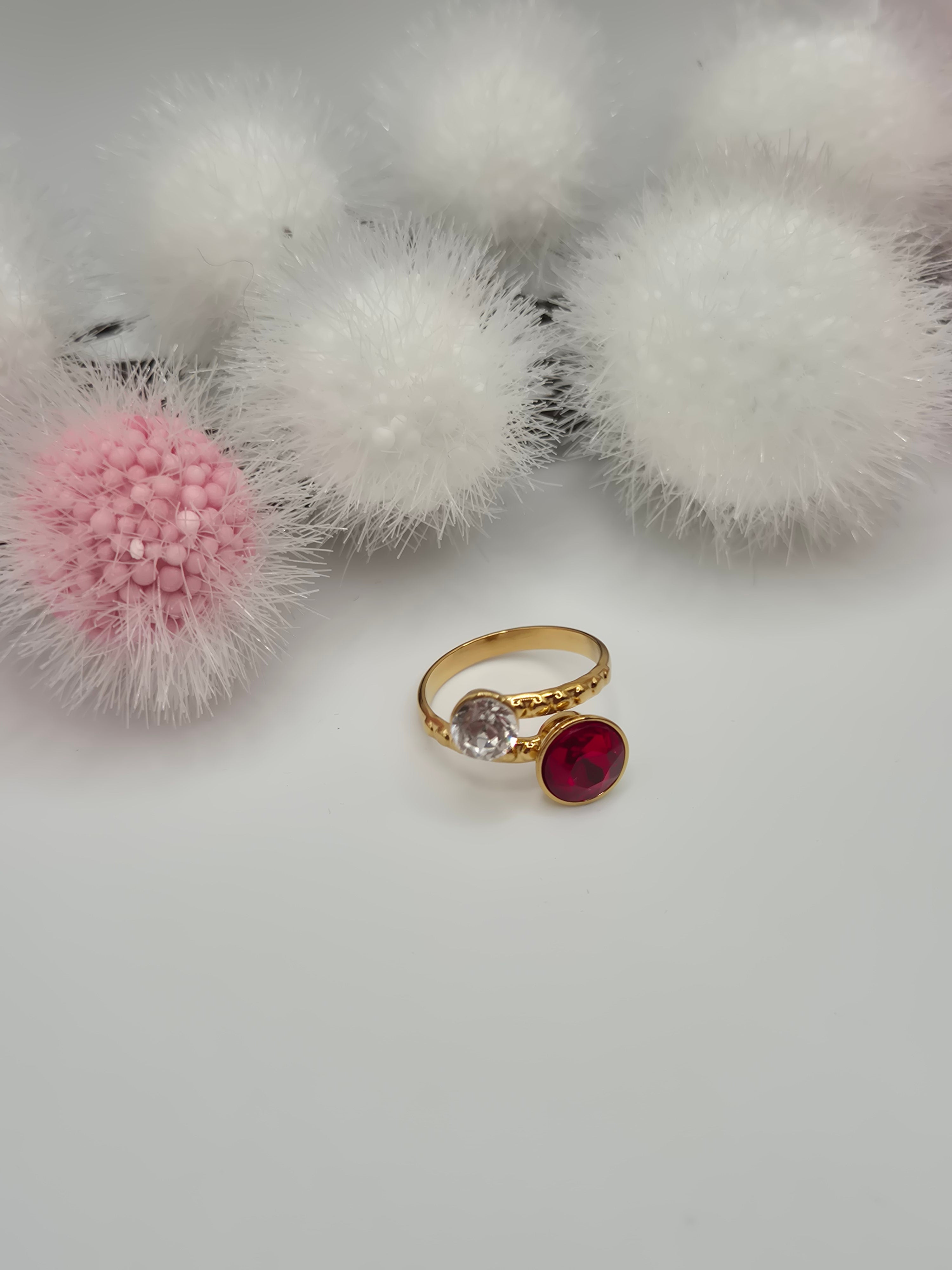Bague Nuit Claire rouge et blanc