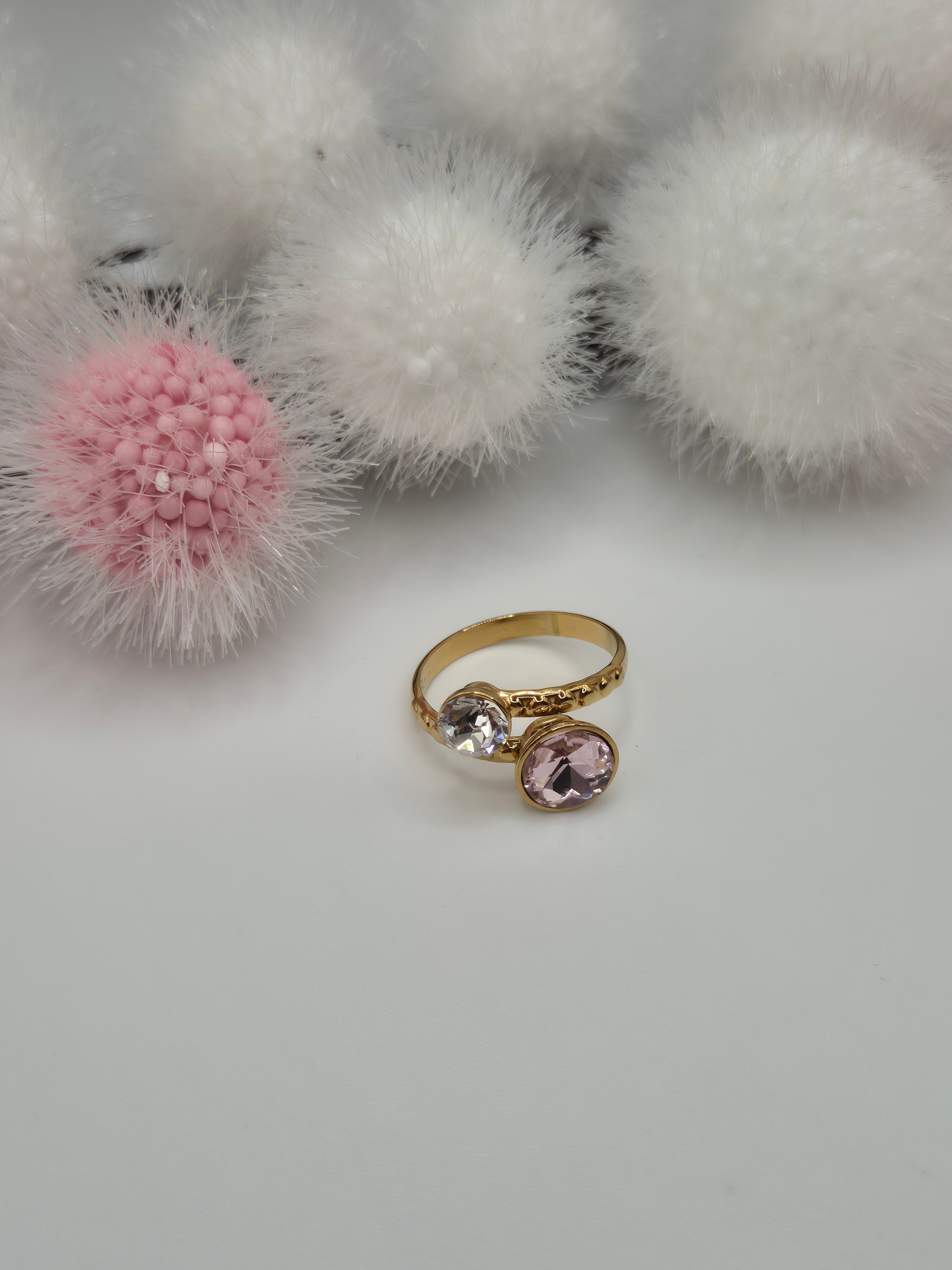 Bague Nuit Claire rose et blanc