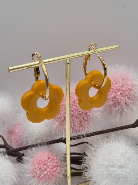 Boucles d’oreilles Fleurs Orange