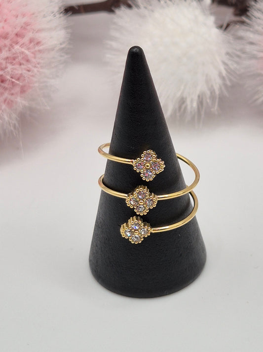 Bague Trèfles Strass