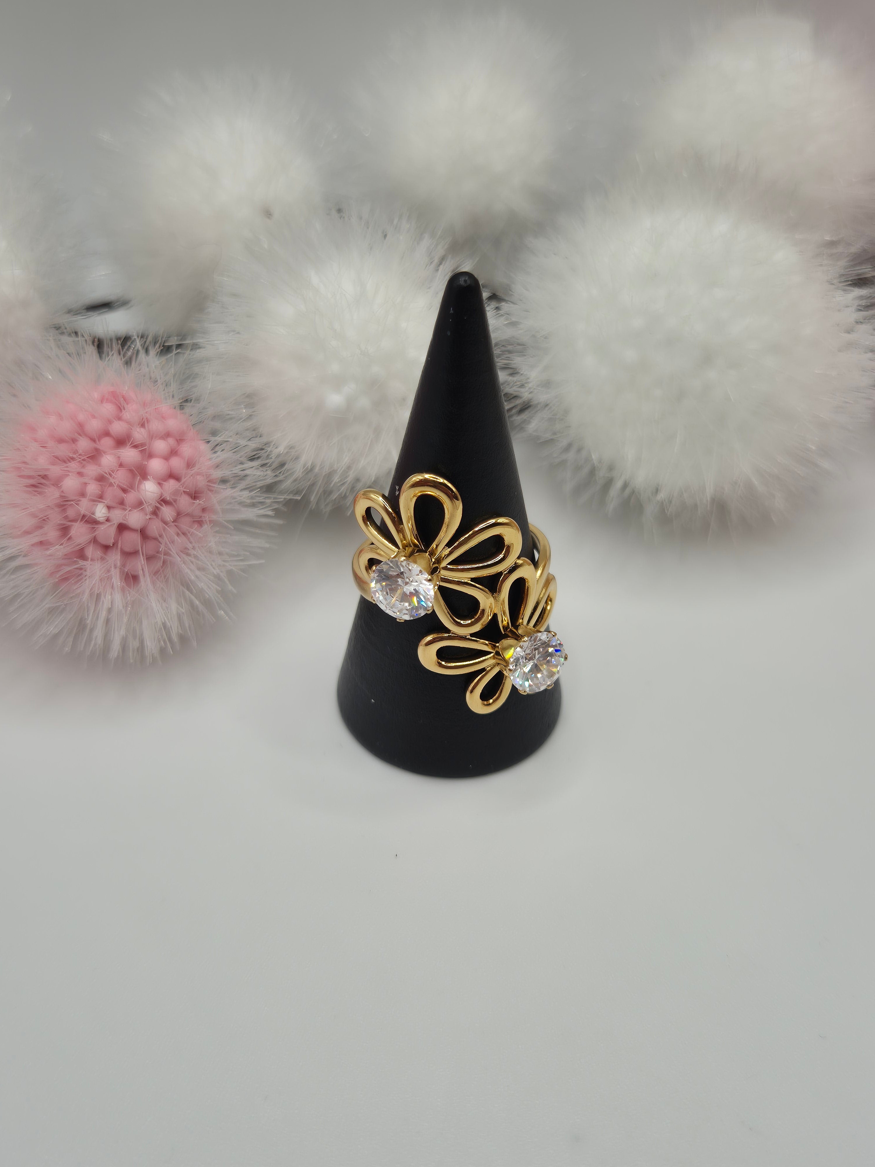 Bague Floraison strass blanc