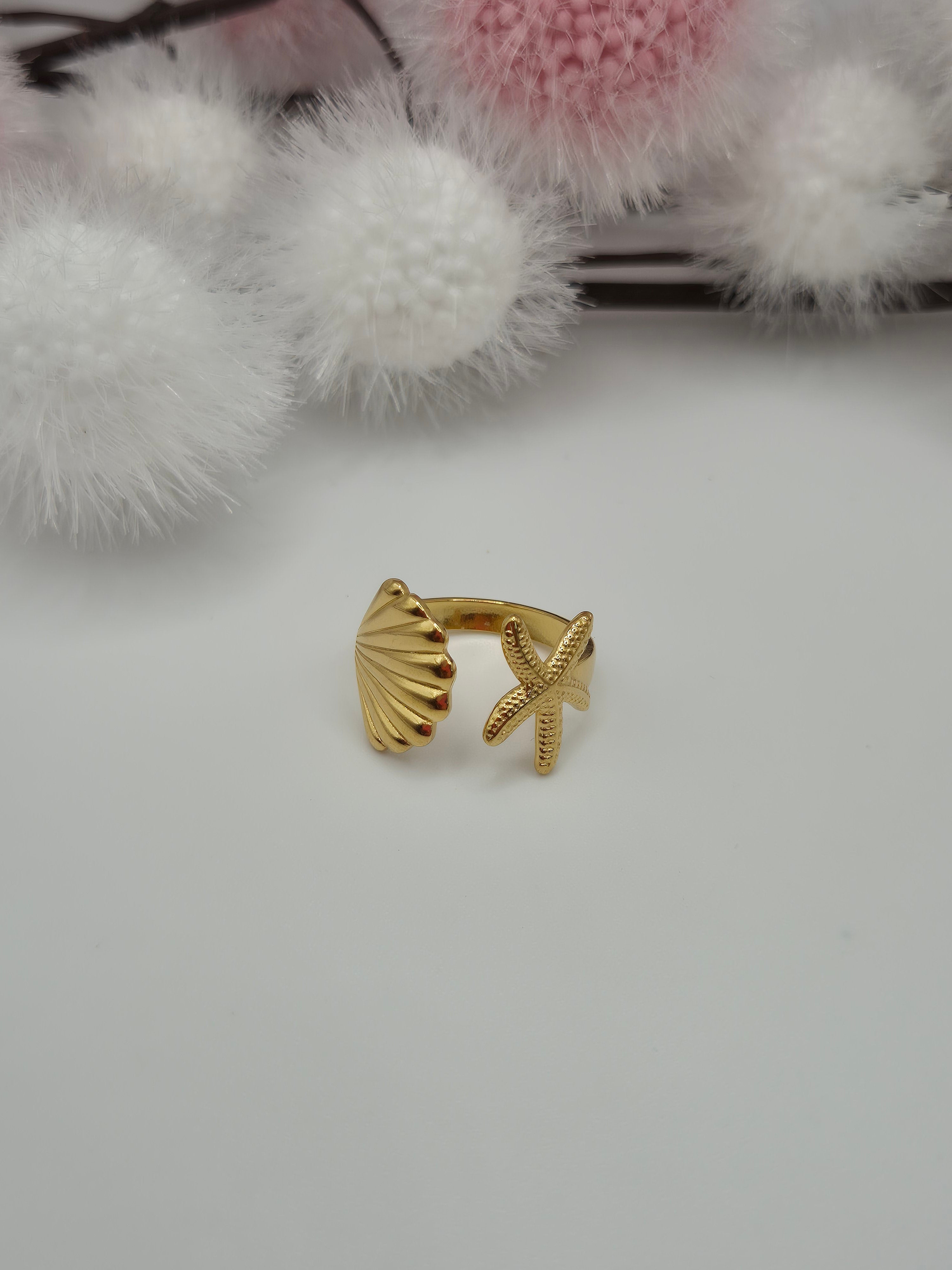 Bague Coquillage de Mer Dorée