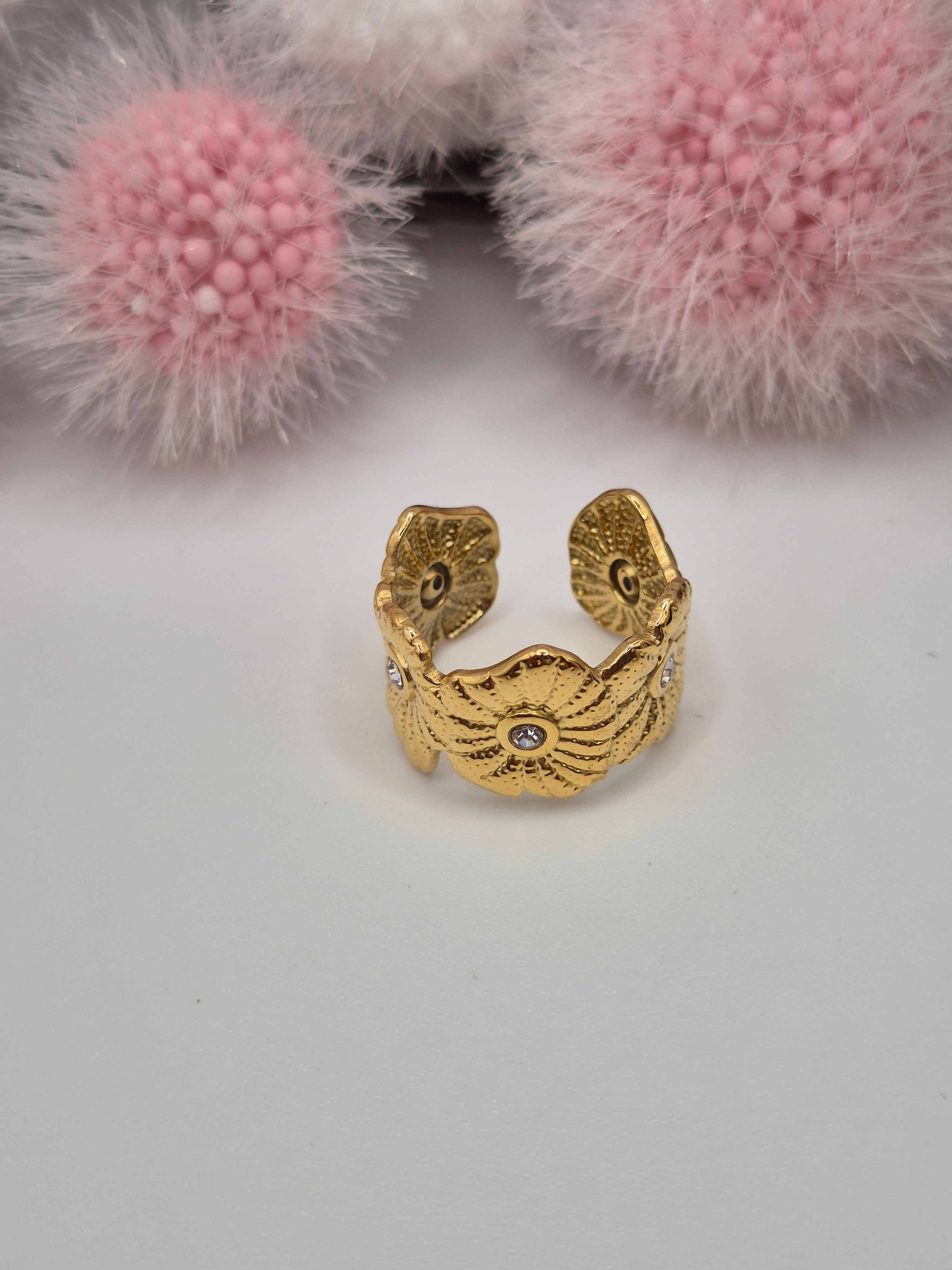 Bague Acier en Fleurs