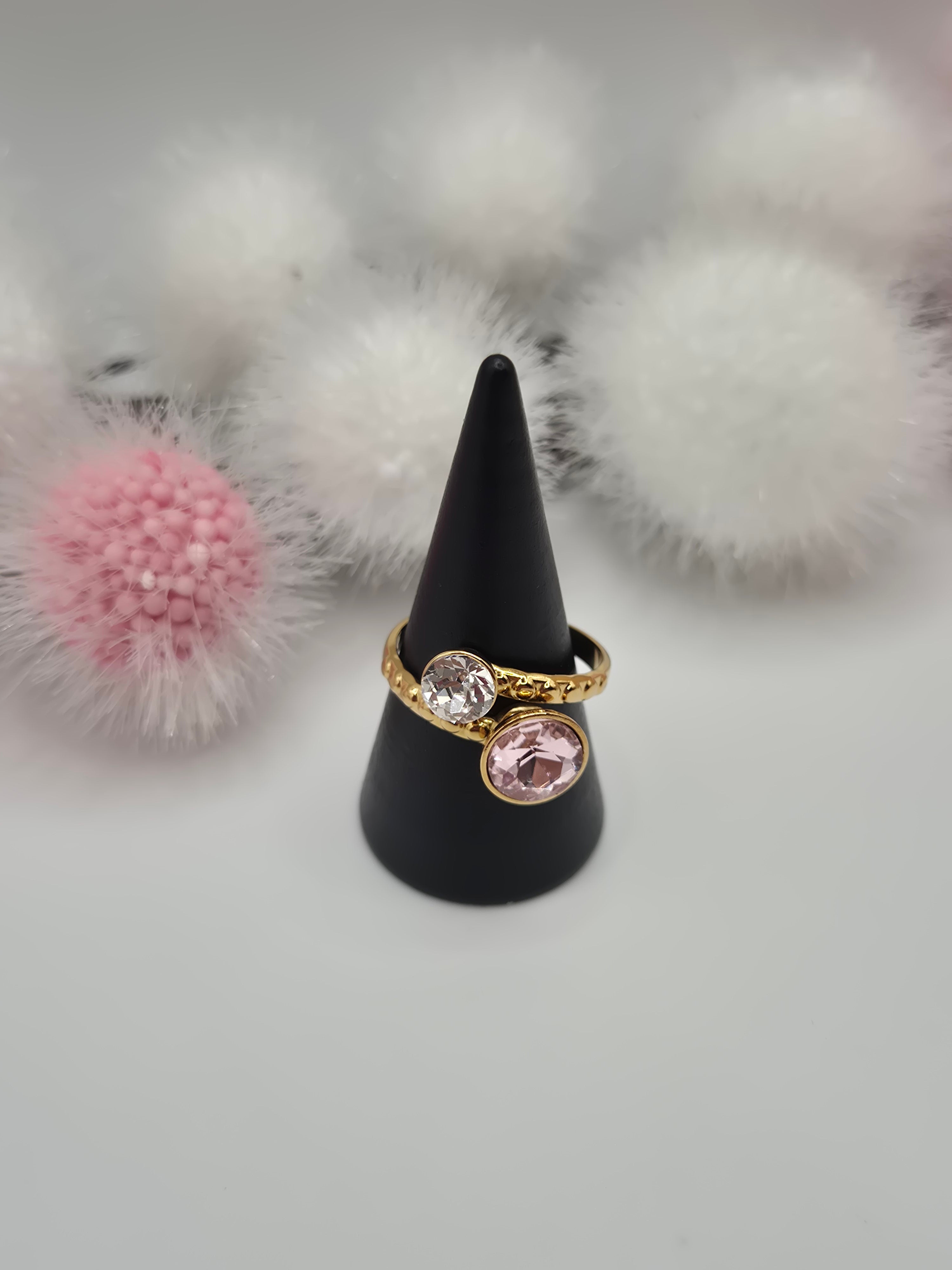 Bague Nuit Claire rose et blanc