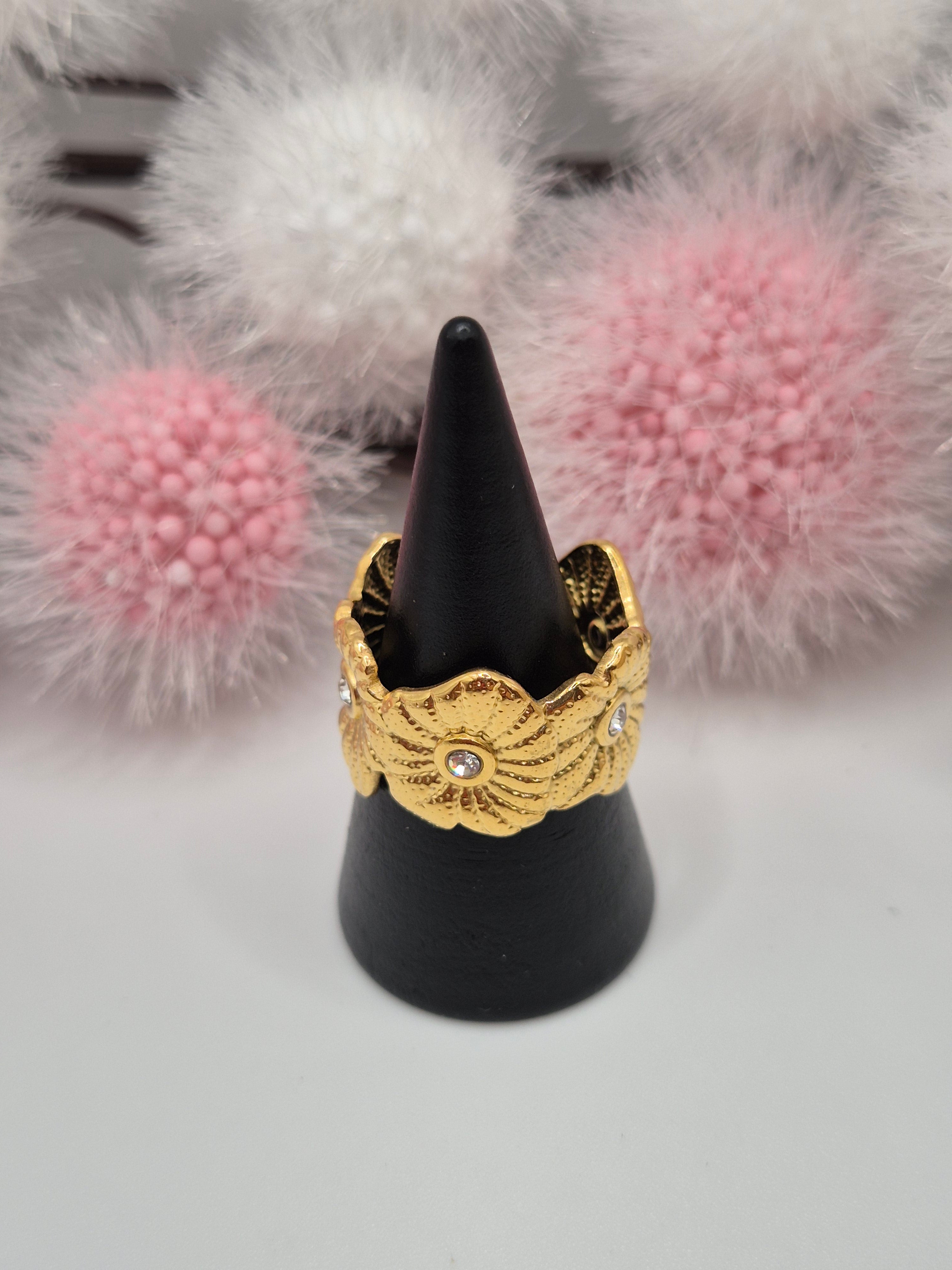 Bague Acier en Fleurs