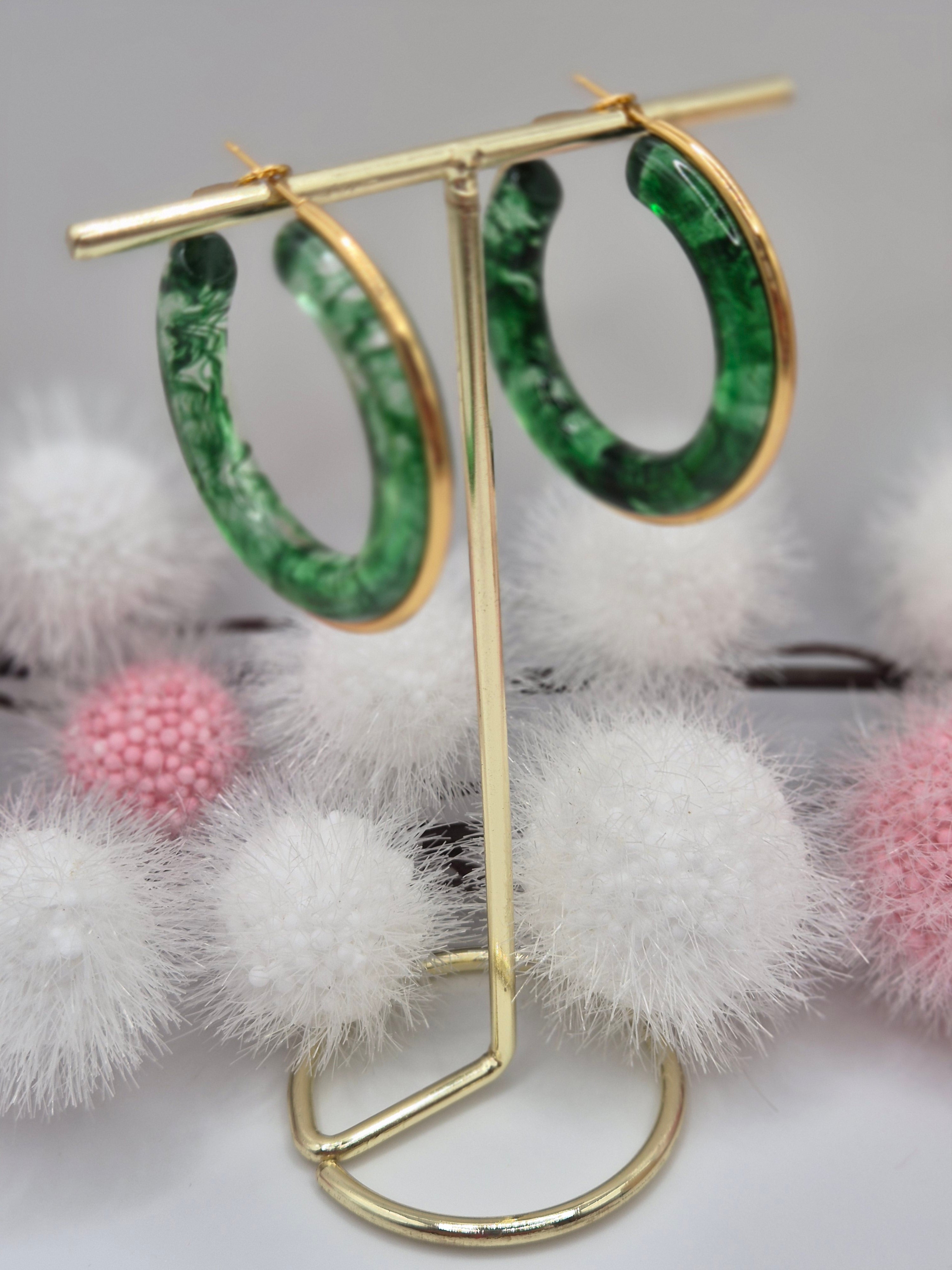 Boucles d’oreilles Mystère D’Or Vert Foncé