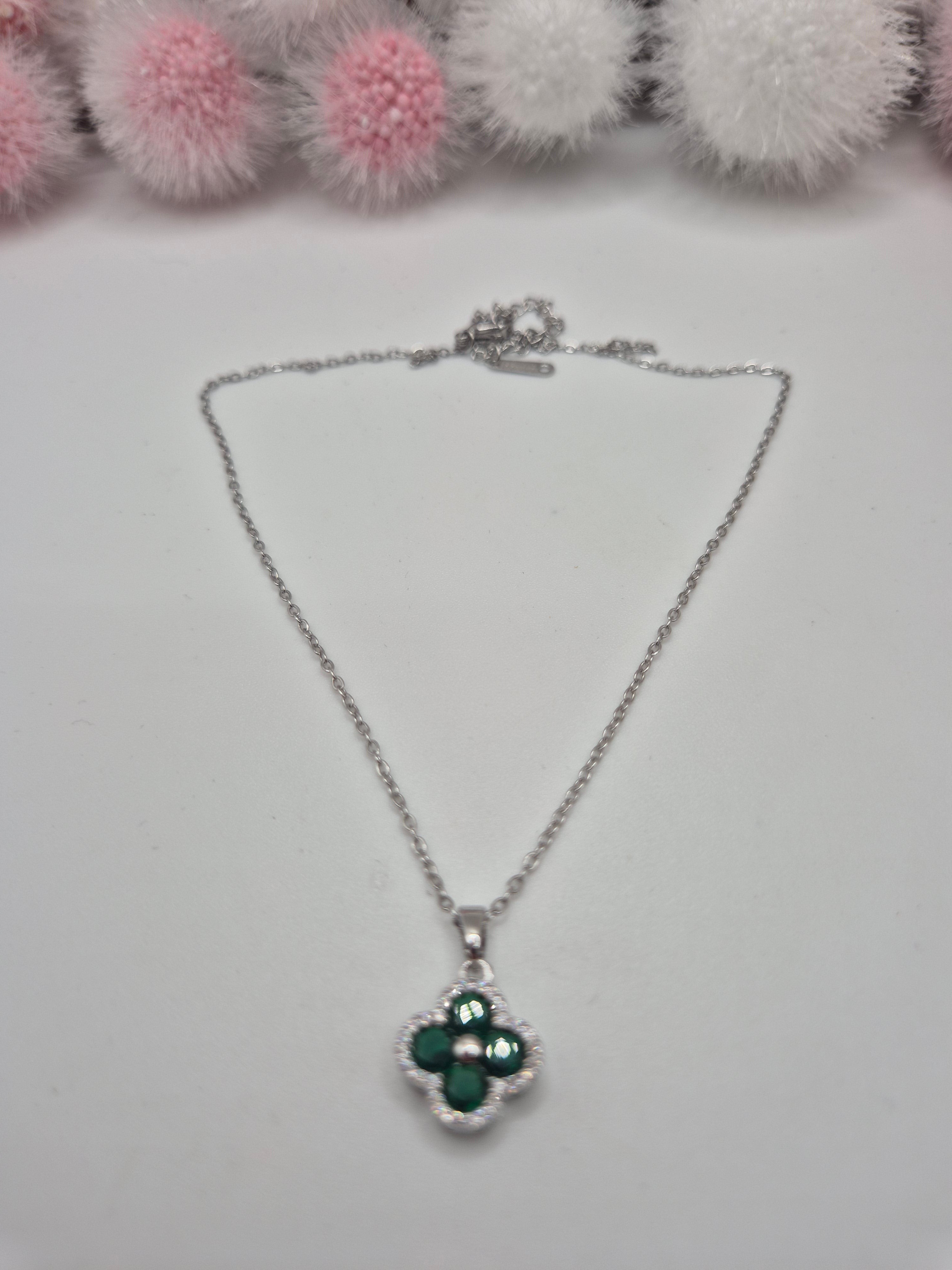 Collier Éclat d’Éternité Argenté vert
