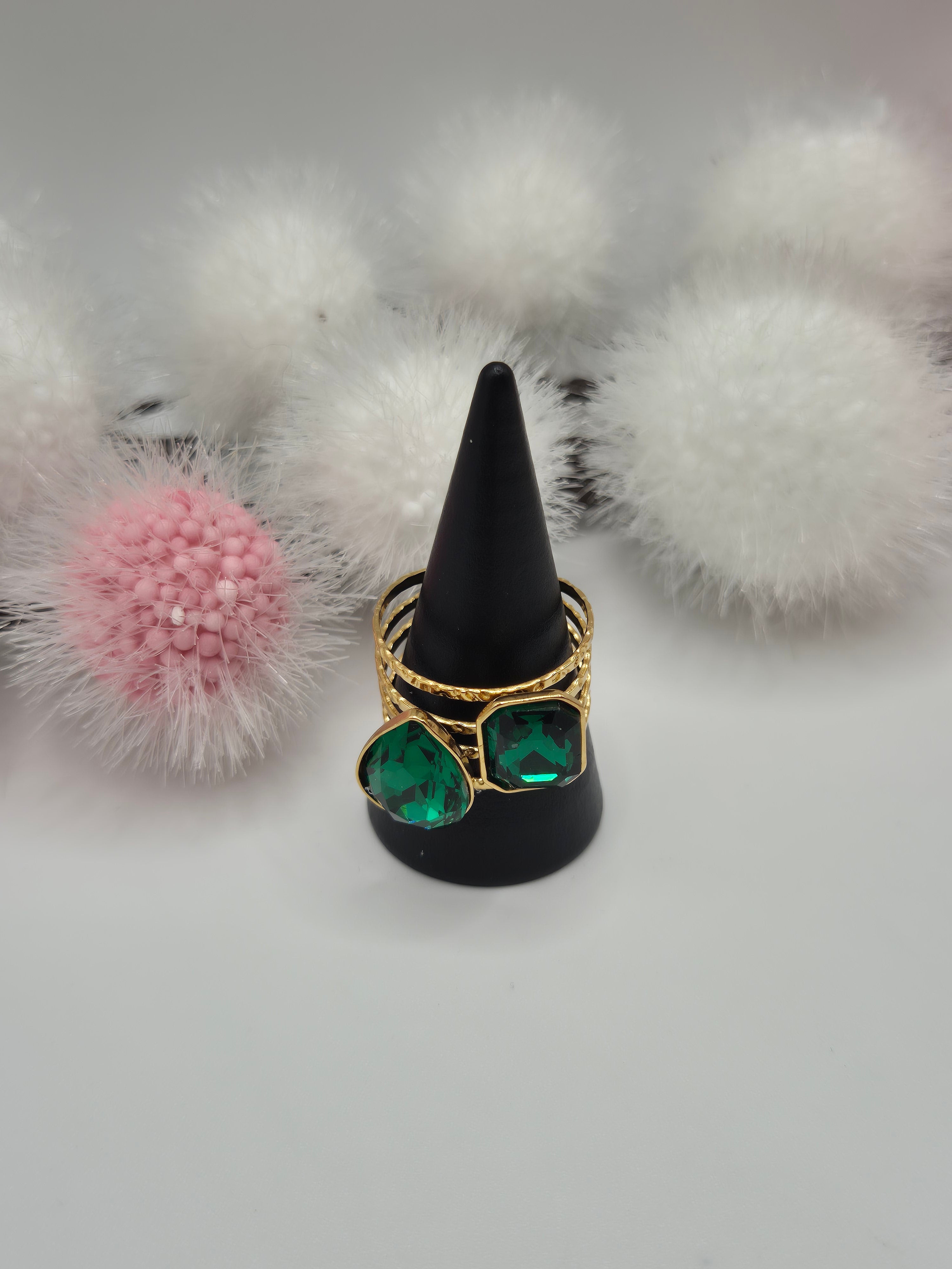 Bague Étincelle strass vert