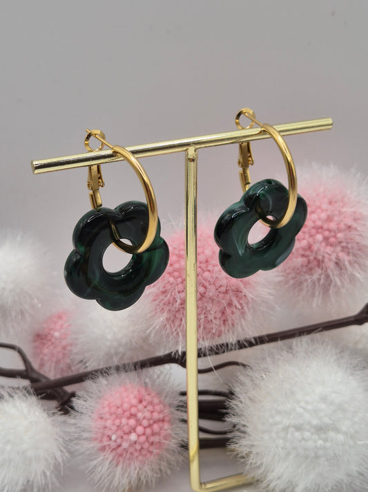 Boucles d’oreilles Fleurs Vertes