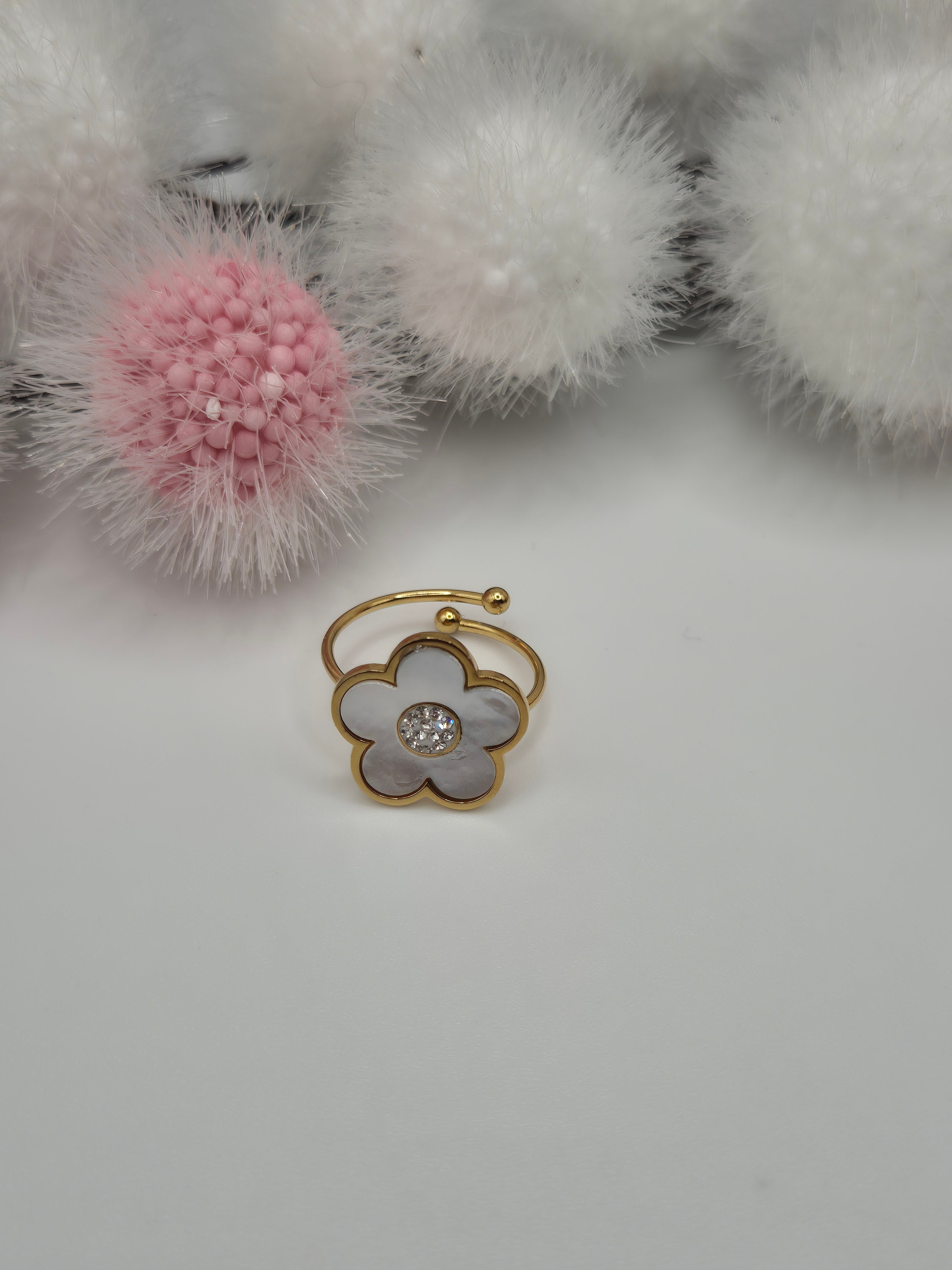 Bague Acier en Fleurs