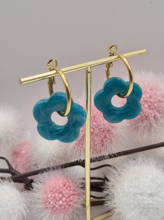 Boucles d’oreilles Fleurs Bleue