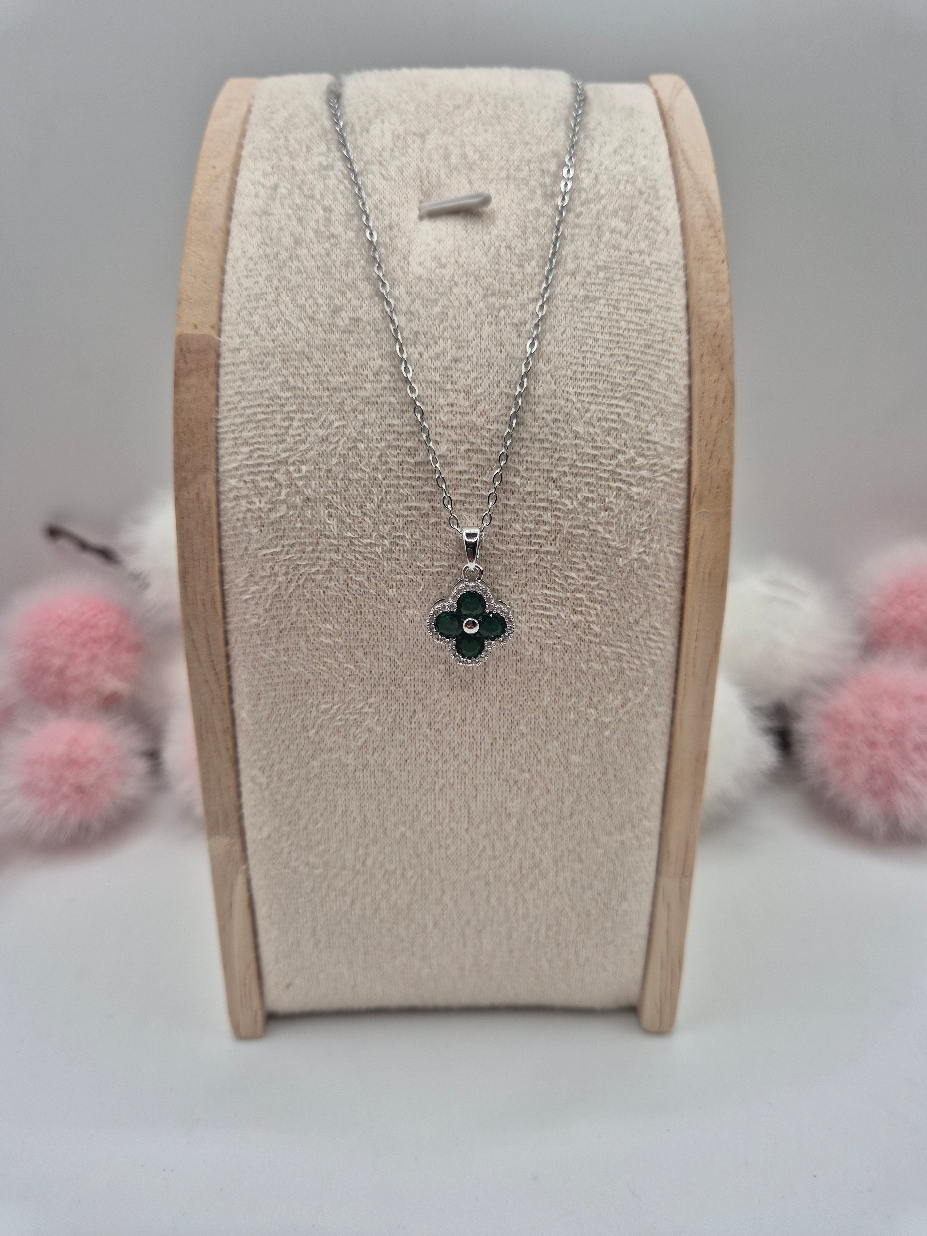 Collier Éclat d’Éternité Argenté vert