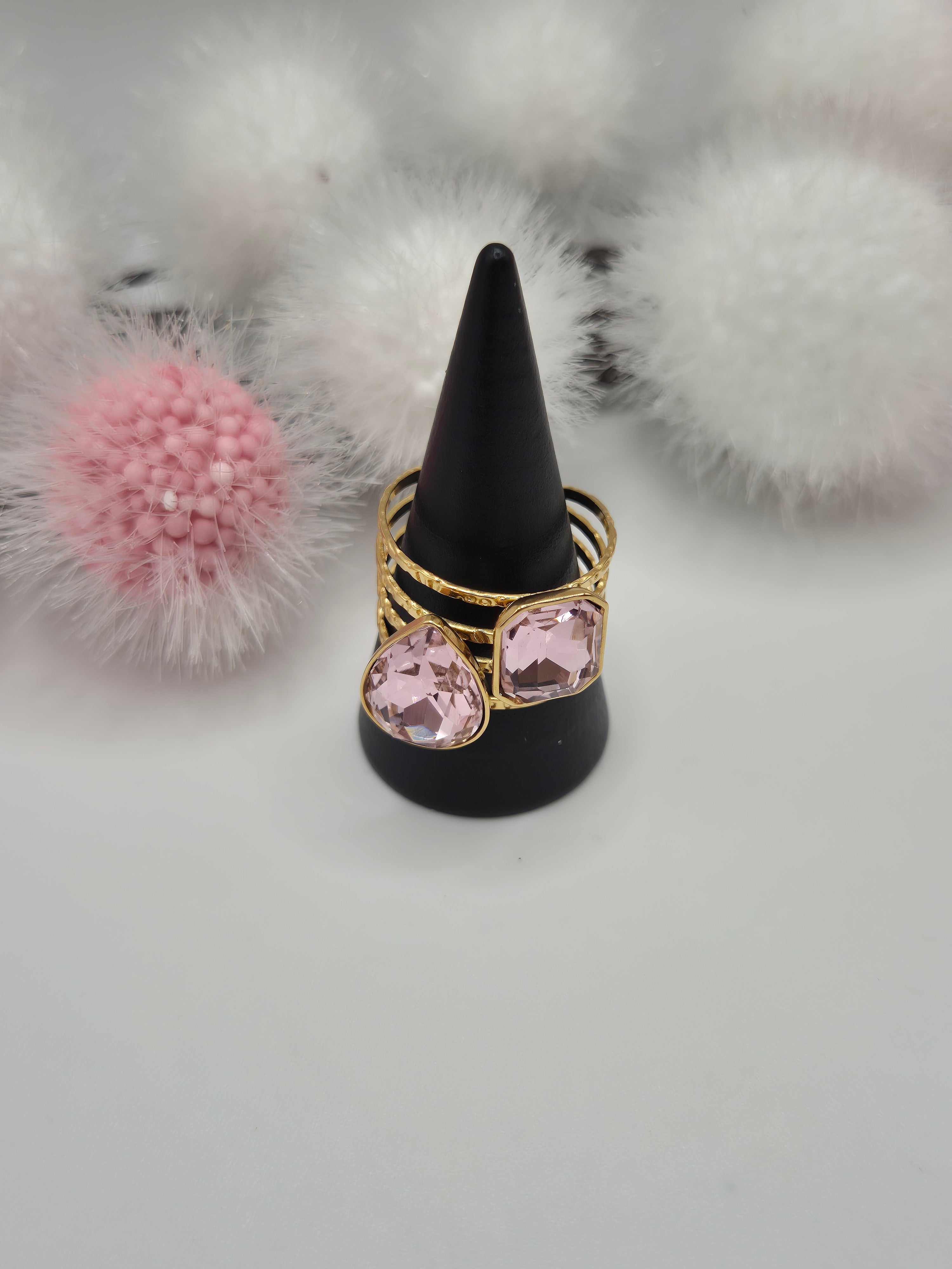 Bague Étincelle strass rose